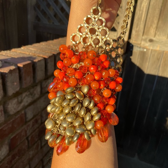 Orange and gold necklace - Picture 2 of 6